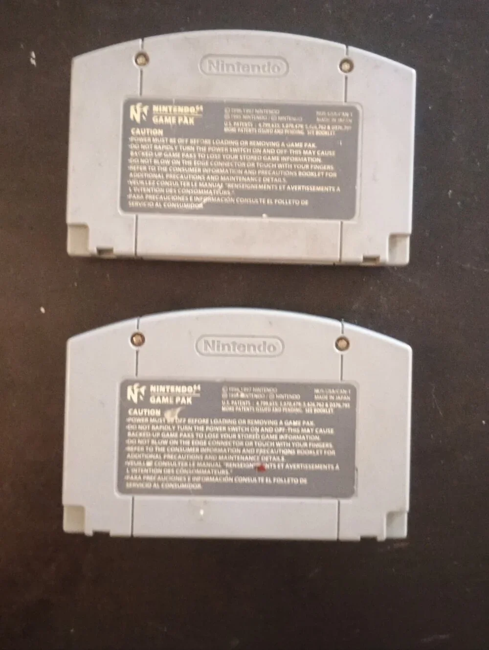 Nintendo Gray N64 Cartridges — Super Mario 64 & Super Smash Bros.